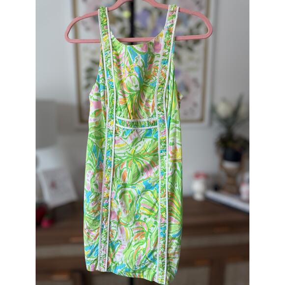 Lilly Pulitzer Fryer Elephant Ear Printed Shift Mini Dress Green Womens Size 2 - Picture 2 of 13